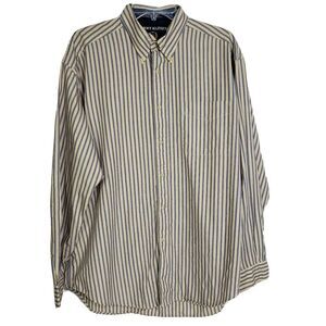 Tommy Hilfiger Mens Large L Shirt Stripe Button Down Blue Yellow Long Sleeve